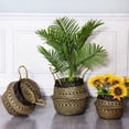 thumbnail image 4 of Foldable Wicker Grass Weaving Basket  Handmade Flower Storage Basket with Handle, 4 of 6