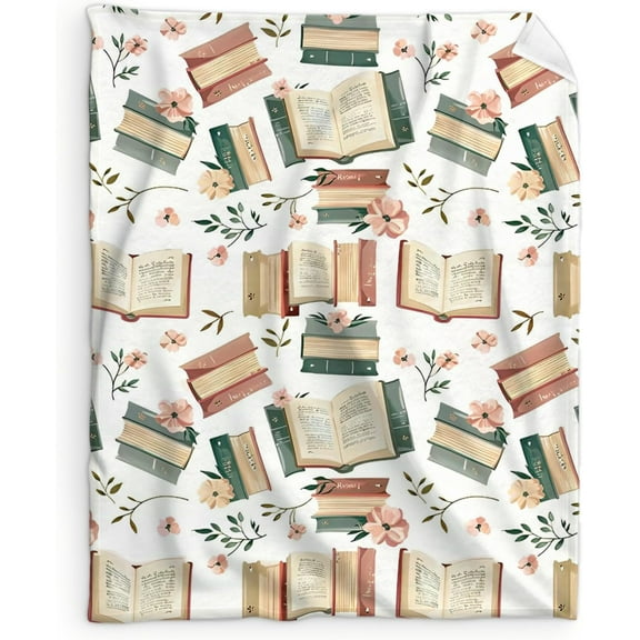 Book Lovers Gifts Blanket - Reading Blanket for Kids Boys Girls - 40x50 Inches Cute Lap Size Reading Throw Blanket for Library - Soft Fuzzy Comforter for Couch Sofa Bed
