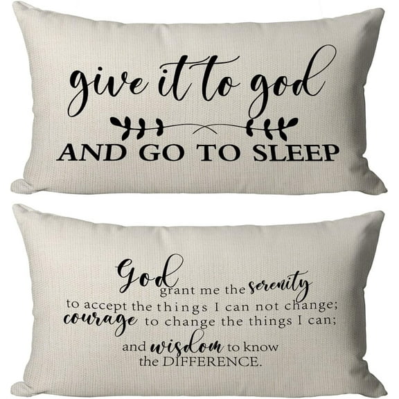 Give It to God and Go to Sleep, Decorative Pillows Covers for Bed, Throw Pillows Cover for Bed,12x20 Pillow Cover Set of 2,Decorative Bed Pillows for Bedroom Room