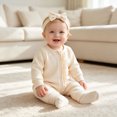 thumbnail image 3 of Enyan Infant Baby Girl Fall Outfit Romper Solid Color Frills Ruffle Trim Jumpsuit Bodysuit Newborn Winter Clothes(Size 6-12 Months), 3 of 9
