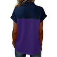 thumbnail image 4 of Nestiefly Womens Spring Tops Casual Short Sleeve Summer Shirts for Women Button Down Denim Collar T Dressy Purple M, 4 of 5