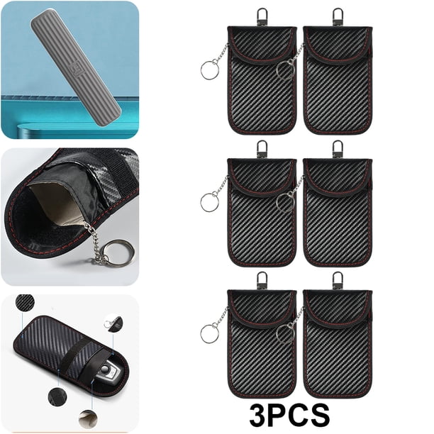Funda Bloqueadora Señal Llave Coche Faraday para Llavero Fibra Carbono 2 Uds.