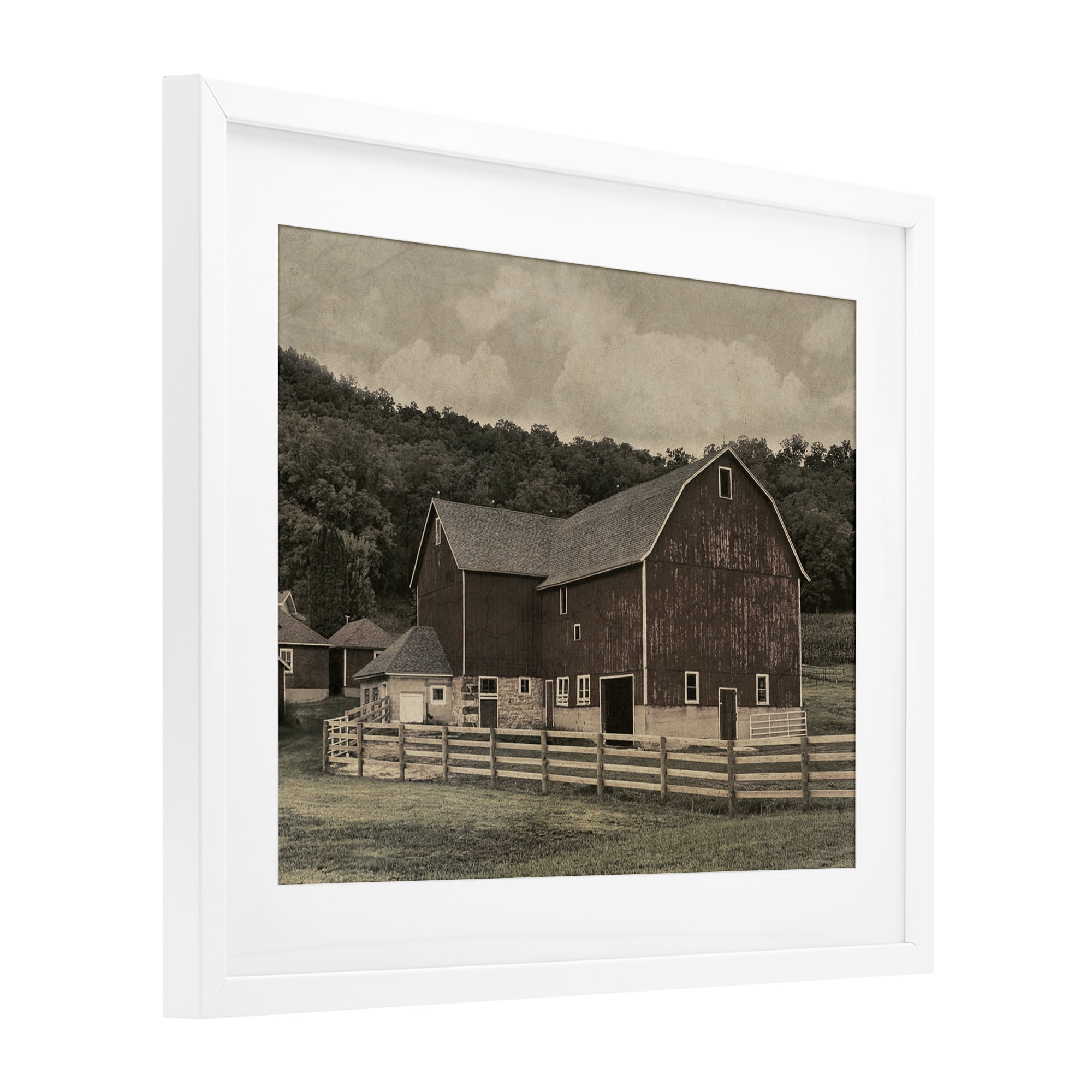 Stupell Industries Tender Living Space Barn White Framed Print Under Glass, design by Marcus Prime
