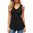 thumbnail image 2 of Tank Tops for Women Summer Flowy Peplum Top Sleeveless V Neck Textured Dressy Casual Tank Top, 2 of 7