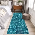 thumbnail image 4 of 2'x6' Rug Runners for Hallways Kitchen, Teal Green Ocean Waves Non Slip Entryway Beside Floor Carpet Runner, Summer Sea Pool Washable Laundry Room Bedroom Throw Rugs Mat for Family Pet, 4 of 8