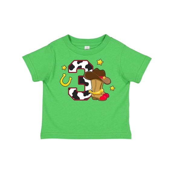 Inktastic Cowboy Birthday Three Years Old with Cowboy Boots Boys Toddler T-Shirt