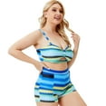 thumbnail image 4 of Women's Plus Size Bikini Tummy Control Swimwear, Colorful Split Boxer Swimwear, 4 of 6