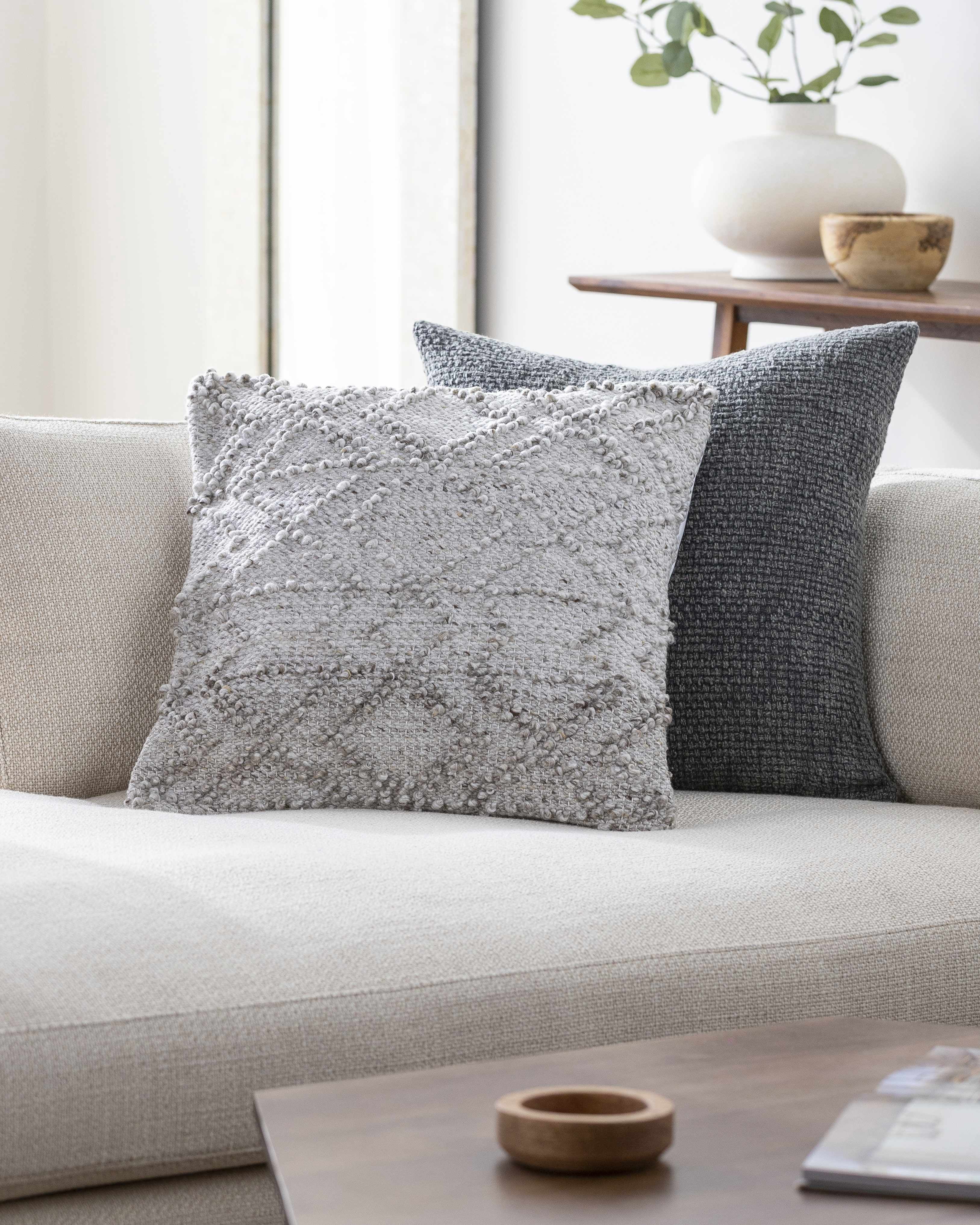 Hauteloom Rhian Decorative Throw Pillow - Sofa Couch Cushion Cover - Cream