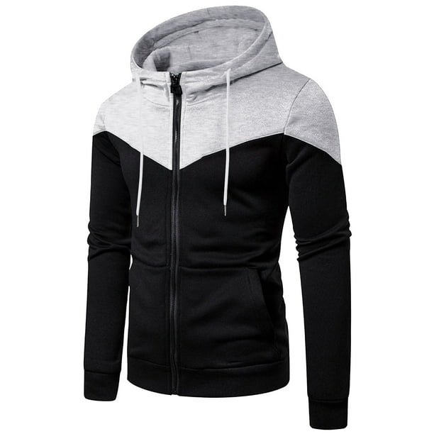 pstuiky camisa de manga larga para hombre, Sudadera deportiva de manga larga con bolsillo, holgada y cálida, con diseño de patchwork y colores para hombre Tops de hombre xl