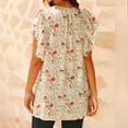 thumbnail image 4 of Nmnitkp Women's Casual Dressy Tops Floral Ruffle Pleated Short Sleeve Tops Cute Boho V Neck Loose Blouses Summer Shirts S-2XL, 4 of 8