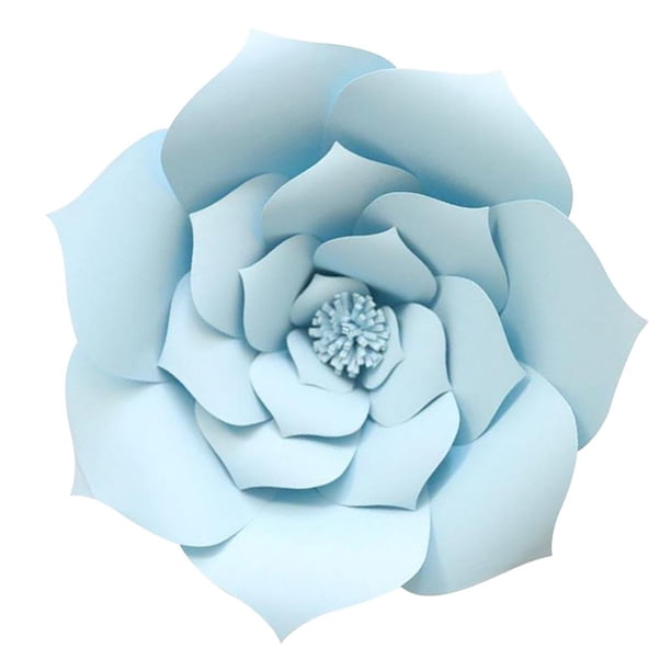 Accesorio de cumpleaños de fondo de decoración de pared de flores de papel hecho de 11,8 pulgadas Azul claro