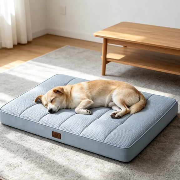 Waterproof Dog Bed Dog Bed for Small Dogs Orthopedic Dog Bed Washable Dog Crate Pad Non Slip Mattress Pad Light Blue, 1 Pack