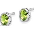 thumbnail image 3 of Sterling Silver Rhodium-Plated Polished Peridot Oval Post Earrings (8 X 5) Made In Thailand qe12626pe, 3 of 6