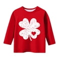 thumbnail image 2 of T-Shirt de la Saint-Patrick pour Filles, Mignon T-Shirt Graphique à Manches 3/4 Col Rond avec Imprimé Irlandais, Hauts Décontractés Printemps Été pour Vacances, Fête d'Anniversaire et Usage Quotidien Rouge 120, 2 of 5