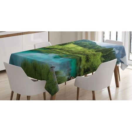 

Landscape Tablecloth Photo of Zelenci Pond near Kranjska Gora in Slovenia Idyllic View Scenic Scenery Rectangular Table Cover for Dining Room Kitchen 52 X 70 Inches Green Aqua by Ambesonne