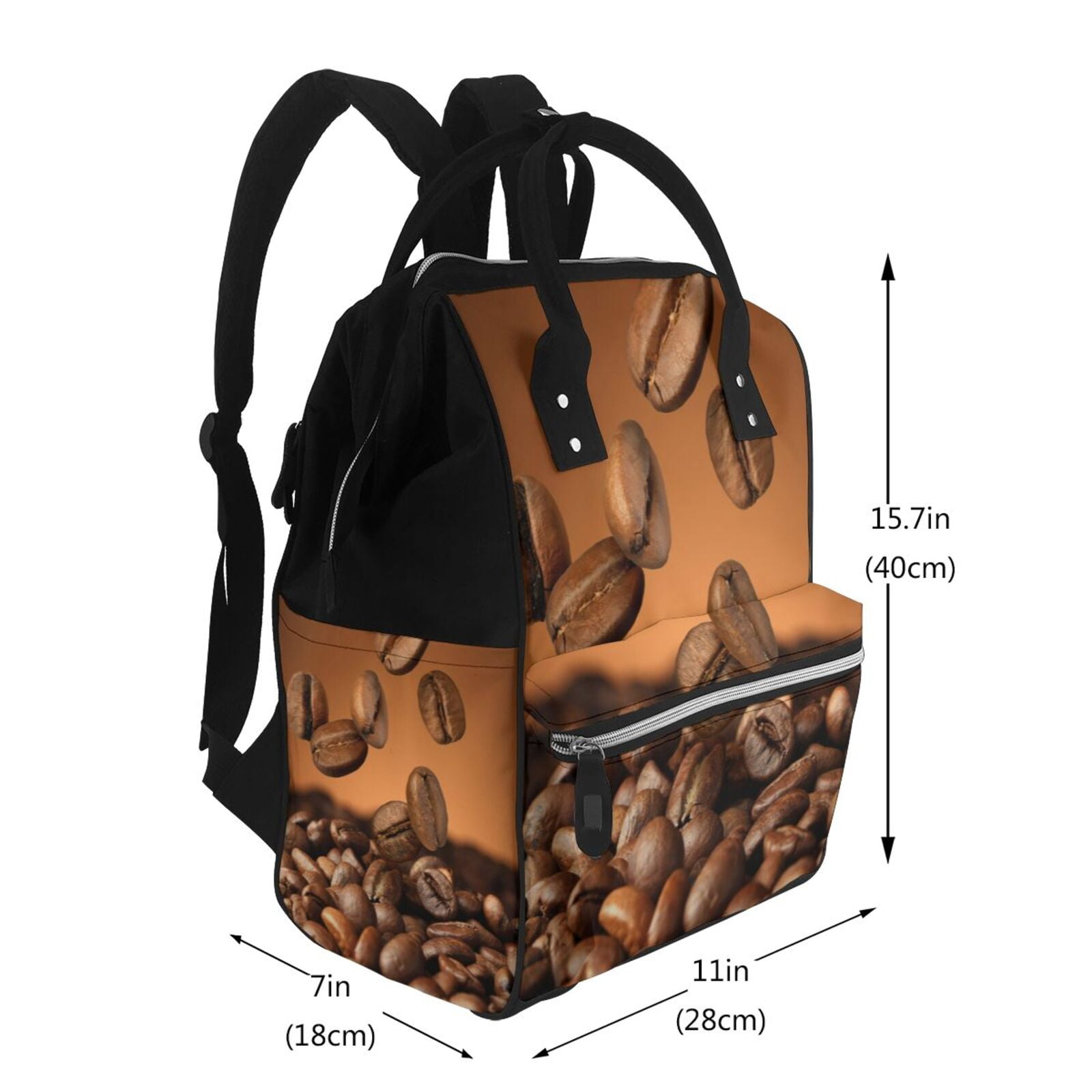 Ratiio Coffee Beans Mummy Backpack - Waterproof Twill Canvas, Large Capacity Diaper Bag with Multiple Pockets and Adjustable Straps