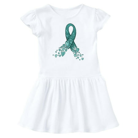 

Inktastic Ovarian Cancer Awareness Teal Ribbon Made of Hearts Gift Baby Girl Dress