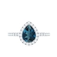 thumbnail image 4 of Rosec Jewels London Blue Topaz Teardrop Engagement Ring with Halo - Natural Blue Topaz Diamond Ring for Women, 18K White Gold, US 11.00, 4 of 8