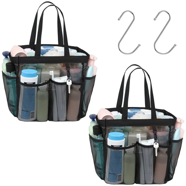 Carrito de ducha portátil de malla en color F, tamaño X, tamaño X, 7 bolsillos, paquete de 2