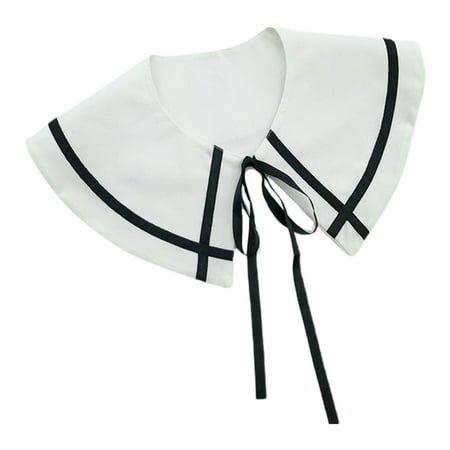 

DOYOUNG Women Student False Collar Shawl Cross Striped Print Necklace Scarf Wrap Preppy Style Lace-Up Detachable Dickey Capelet