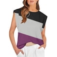 thumbnail image 2 of Timegard Débardeur pour Femmes Été Décontracté à Blocs de Couleur Manches Courtes Tee-Shirts Confortables Col Rond Ajusté, 2 of 4