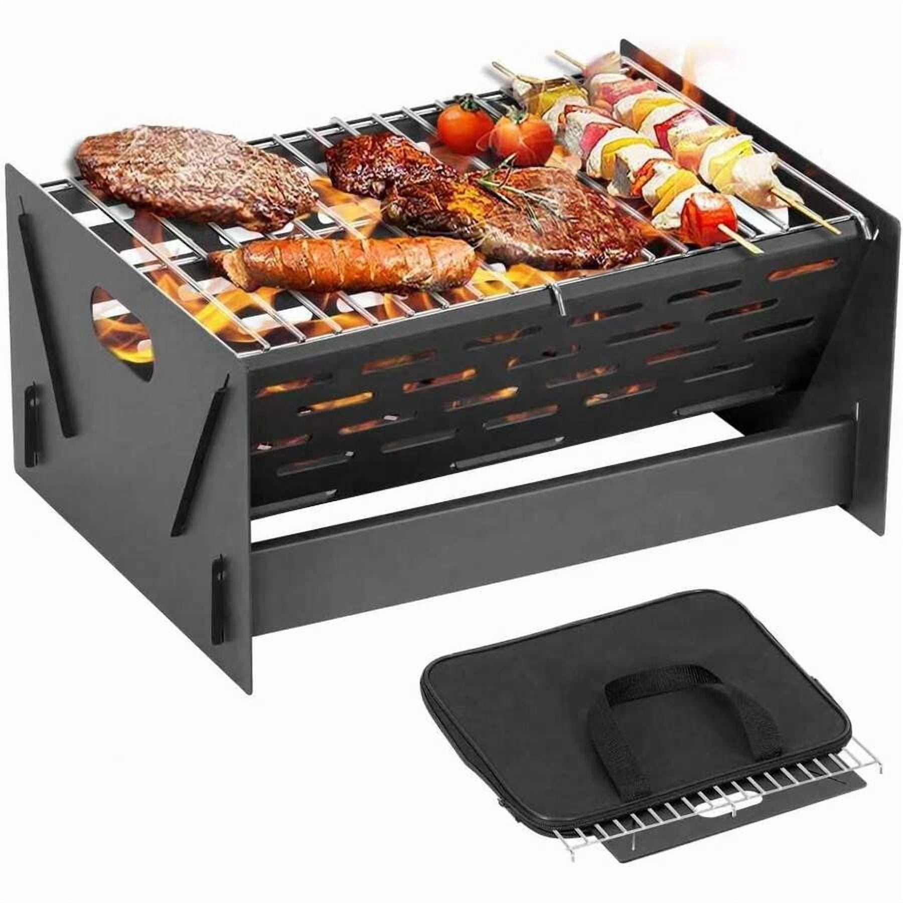 Portable Charcoal Grill, Folding Camping Campfire Grill With Carry Bag, Heavy Duty BBQ Grill Fire Pit For Outdoor Cooking, Camping, Picnic, Patio, Backyard By XX