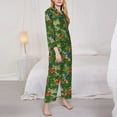 thumbnail image 3 of Gukieu Parrots And Tropical Leaves Print Women's Long Sleeve Pajama Set, Button Top Elastic Pocket Pajama Pants Two Piece Set Home Wear-XX-Large, 3 of 7