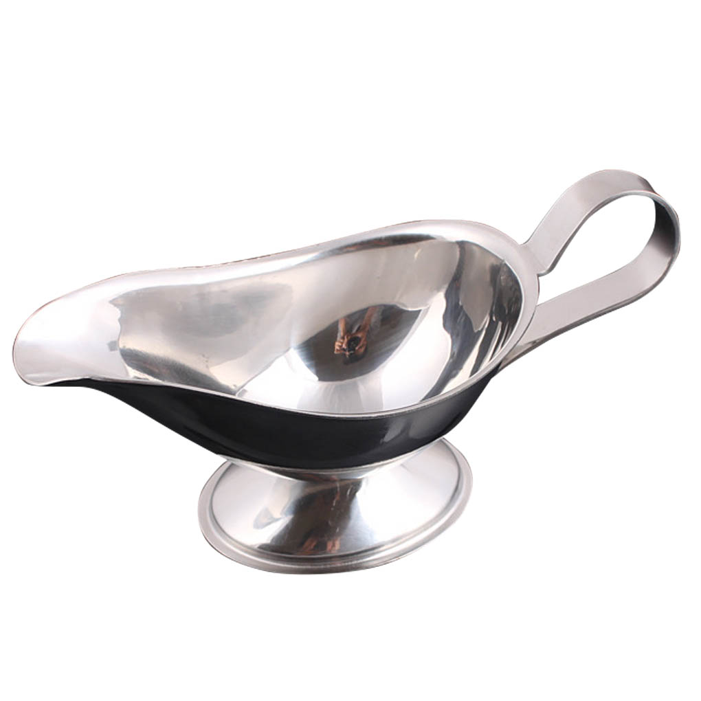YARDWE 3pcs Gravy Boat Easy Pour Stainless Steel Sauce Boat Gravey Pourer Dish Salad Dressing Server for Salad Dressings Milk Broth Creame