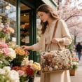 thumbnail image 4 of Taicans 18 Inch Highland Cow Handbag Embroidered Quilted Travel Tote for Everyday Use,Shopping or Weekend Getaways,Cute Floral Accent Design,Lightweight Polyester,Unique Gift for Farm Pet Lovers, 4 of 8