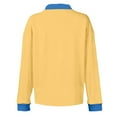 thumbnail image 4 of Henley Shirts for Women Long Sleeve Button Up Shirts Color Block Blouses Dressy Casual Polo Shirt Womens Tunic Tops Yellow XL, 4 of 4