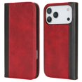 thumbnail image 1 of For iPhone 17 Pro Max Case Calf Texture 3 Card Slots Color Splicing Leather Phone Cover - Light Blue, 1 of 5