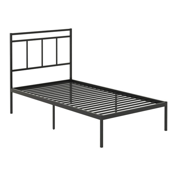 Bed Frame, Twin Platform Bed With Headboard, Black finish, Black Platform Bed Frame,Engineered Wood Metal Bed Frame, Furniture, Bedroom Furniture, Beds, Frames & Bases Twin Platform Bed With Headboar