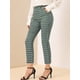 thumbnail image 2 of INSPIRE CHIC Pantalones de tobillo de trabajo de oficina trasera elásticos de cintura alta a cuadros de mujer Verde XS, 2 of 6