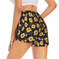 thumbnail image 3 of Bixox Women's Royal Blue Plaid Sunflower pattern 2 in 1 Running Shorts - Lightweight Athletic Workout Gym Yoga Shorts Liner with Pockets - X-Large, 3 of 5