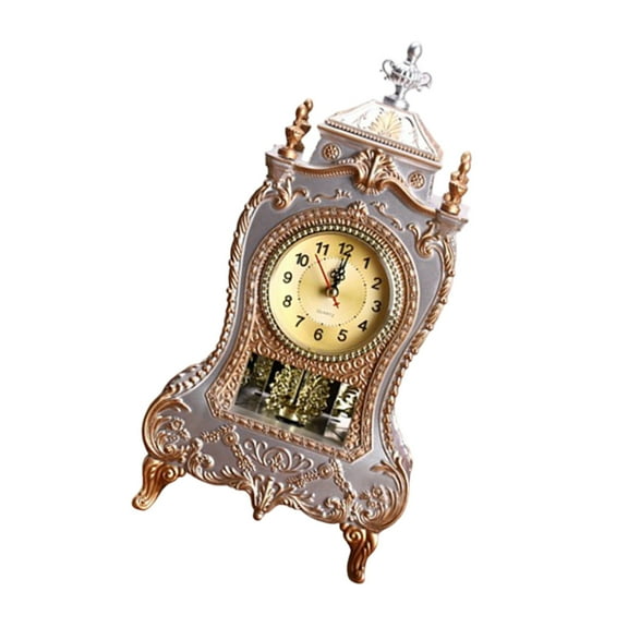 Antique Table Clock With European Styles Carvings And Melodies Hourly Chimes Pendulums For Living Room Office Decors