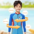 thumbnail image 3 of Naiovety Traje de neopreno para niños, traje de baño de una pieza, conjunto de esnórquel para niños, regalos para niños pequeños, surf, neopreno, Deportes acuáticos azul M Naiovety OD003313-02, 3 of 6