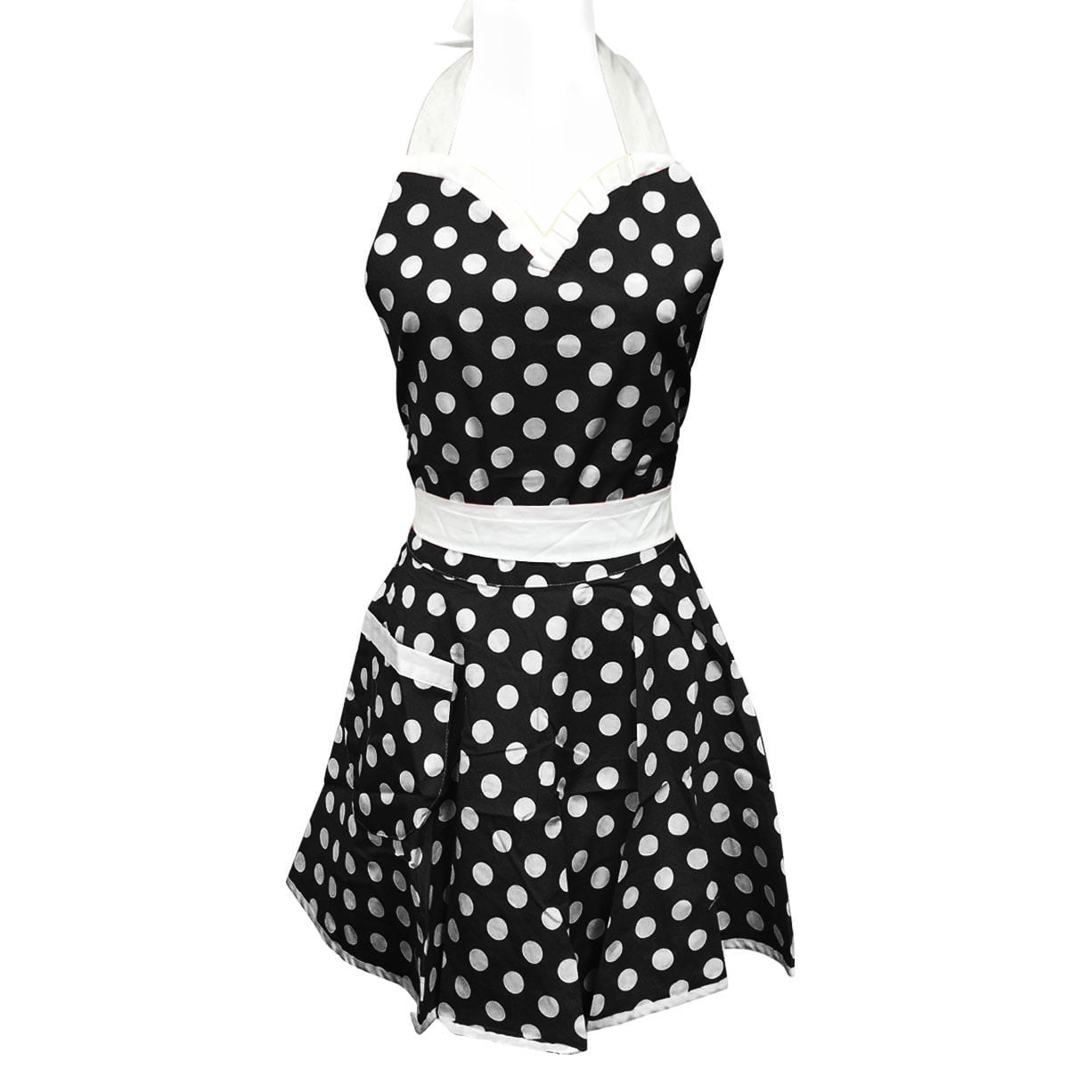 Wrapables® Adjustable Flirty Hostess Apron, Black Polka Dots - Walmart.com