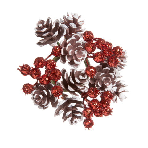Decorative Candle Ring With Pine Cones Frosted Brown Red 4.5 inches By Darice 