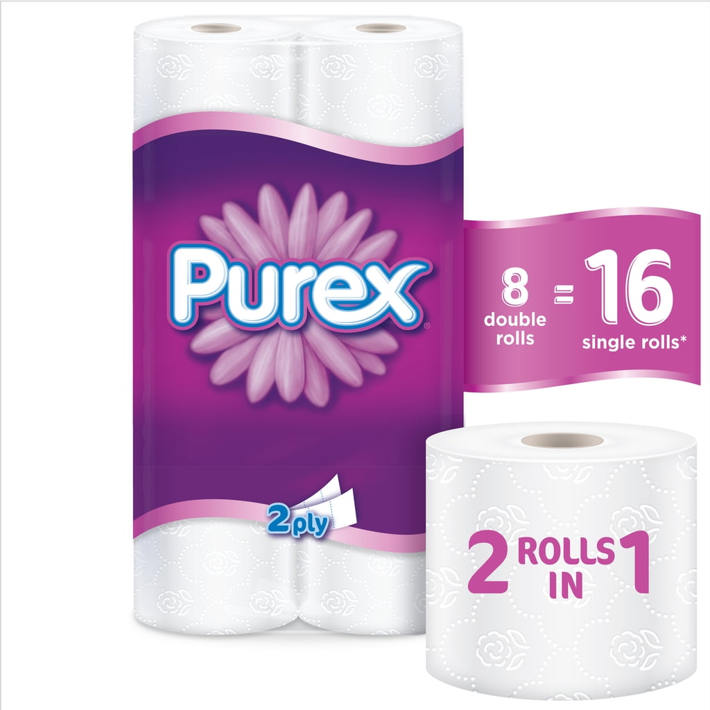 Purex Toilet Paper, Hypoallergenic and Septic Safe, 8 Double Rolls = 16 Single Rolls