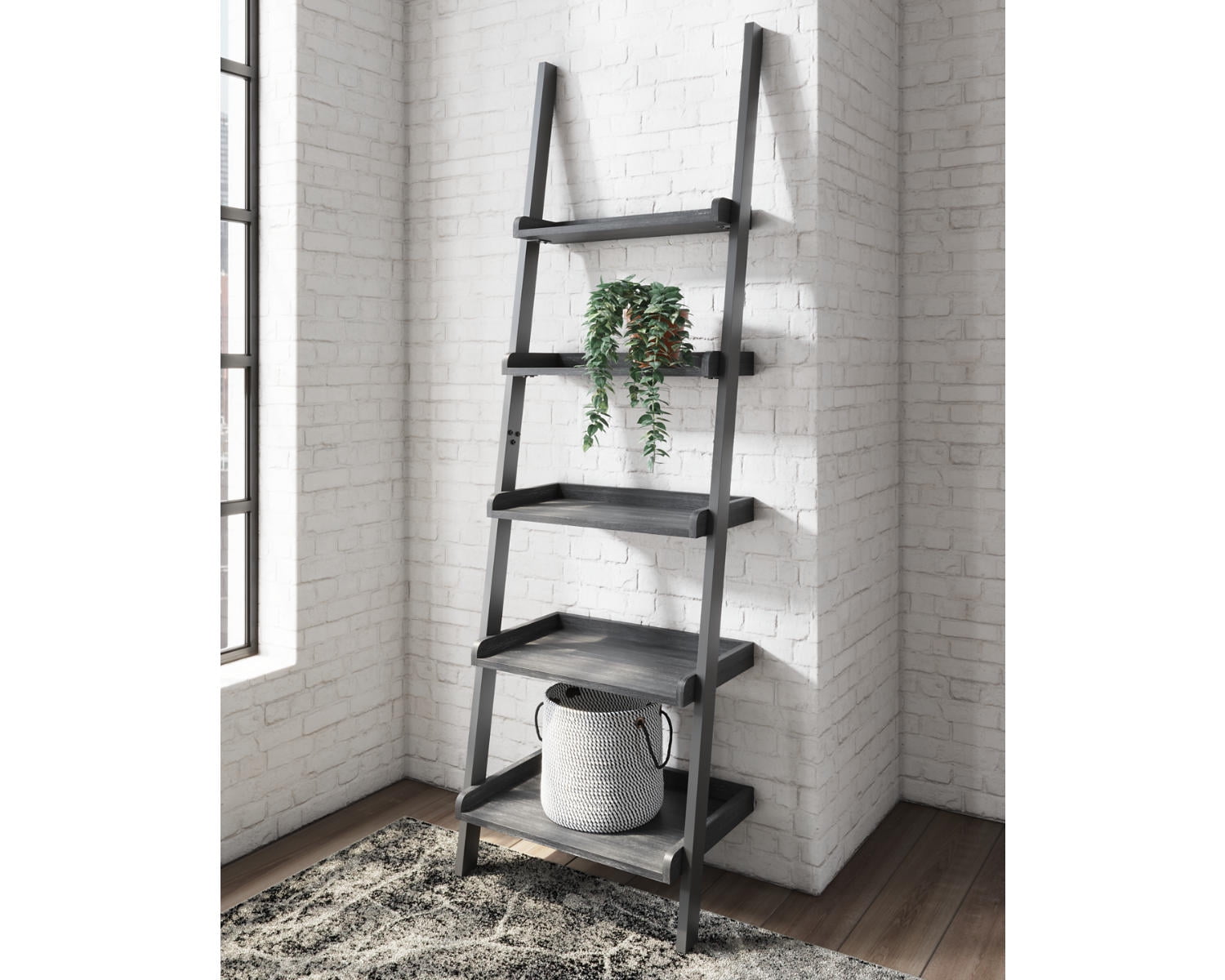 Signature Design by Ashley Yarlow Industrial 70 5-Tier Leaning Ladder Bookcase