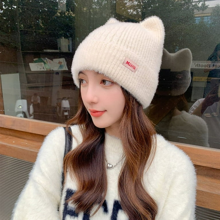 帽子 andwang Fluffy cat knit hat Fluffy cat knit hat