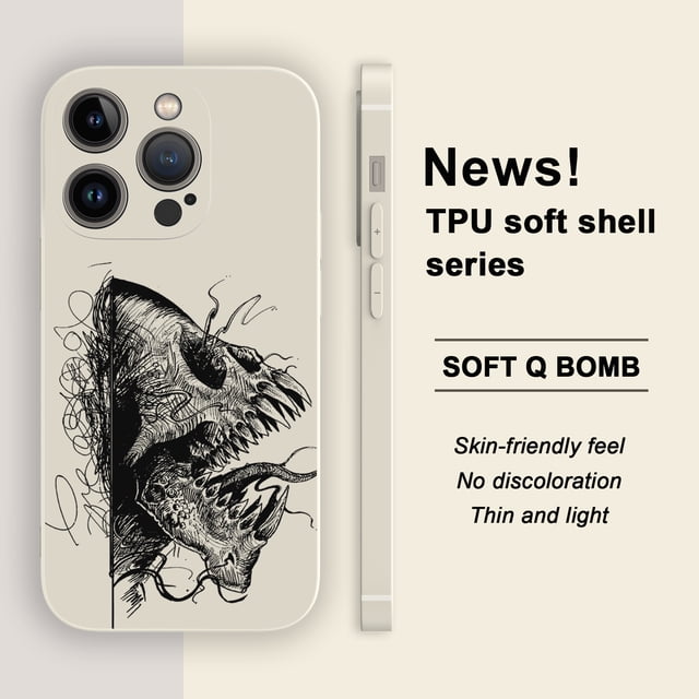 Exprese su estilo único con una divertida y llamativa cubierta de teléfono plateada mate con diseño de dibujos animados para iPhone