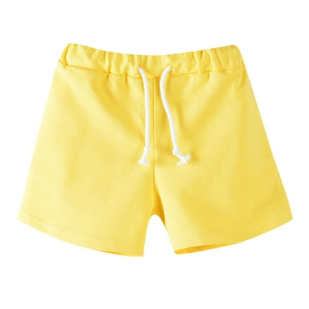 

ZIZOCWA Boys Uniform Pants Toddler Shorts for Boys Toddler Kids Baby Boys Girls Candy Solid Color Fashion Short Pants Drawstring Casual Clothes Yellow Yellow120