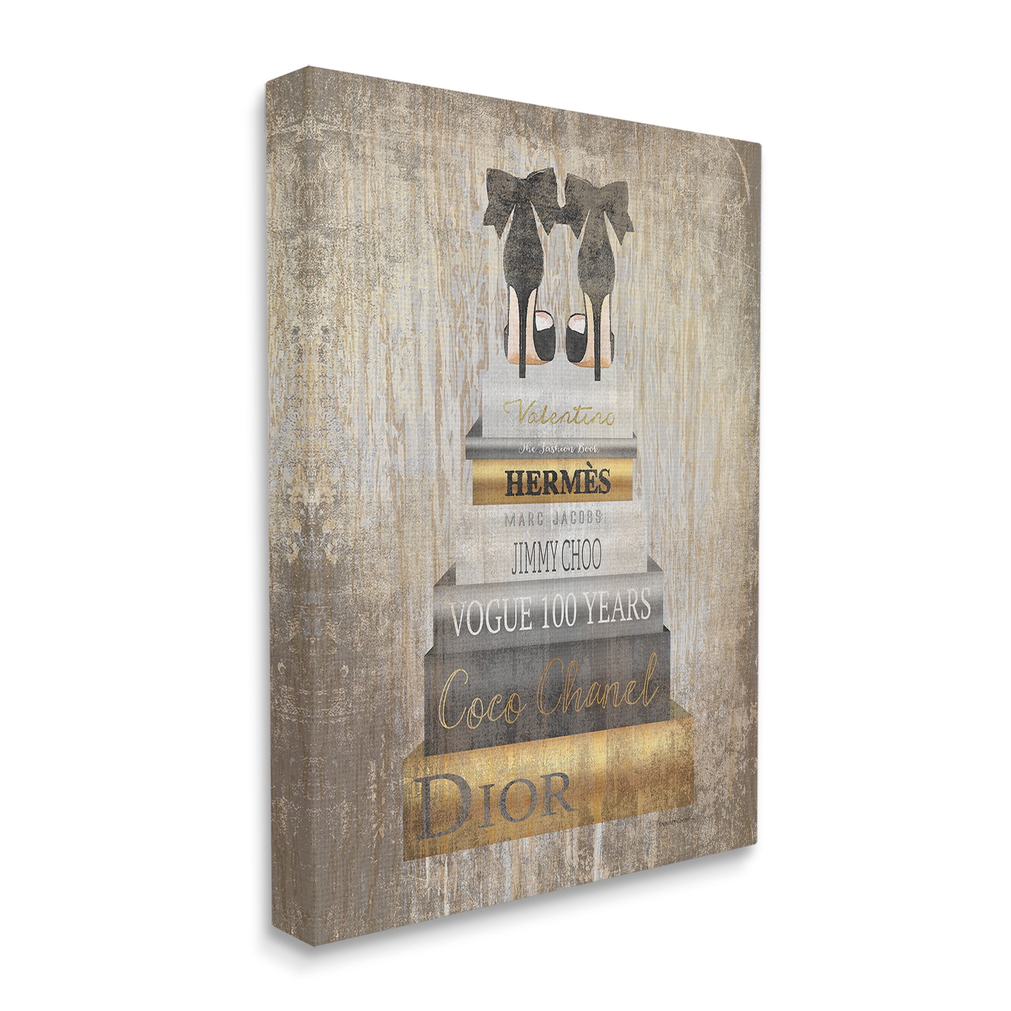 Stupell Industries Patterned Glam Bookstack Beauty & Fashion Painting Gallery Wrapped Canvas Art Print Wall Art, 36 x 48