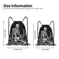 thumbnail image 2 of Honeii Vintage Black white Plant skull Print Drawstring Backpack,Drawstring Bags String Backpack Gym Cinch Sack Backpack Sport Bag Draw-Small, 2 of 6