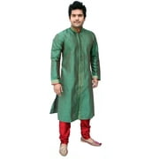 Saris and Things Green Pathani Kurta Sherwani - Indian Ethnic Wear for Men. This product is custom made to order.