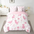 thumbnail image 3 of Manfei Kawaii Pink Kitten Bedding Comforter Set 7pcs for Kids, Cute Cartoon Cat Animal Queen Bedding Sets, Musical Note Melody Reversible Queen Sheet Sets, Lightweight Room Decor, 3 of 8