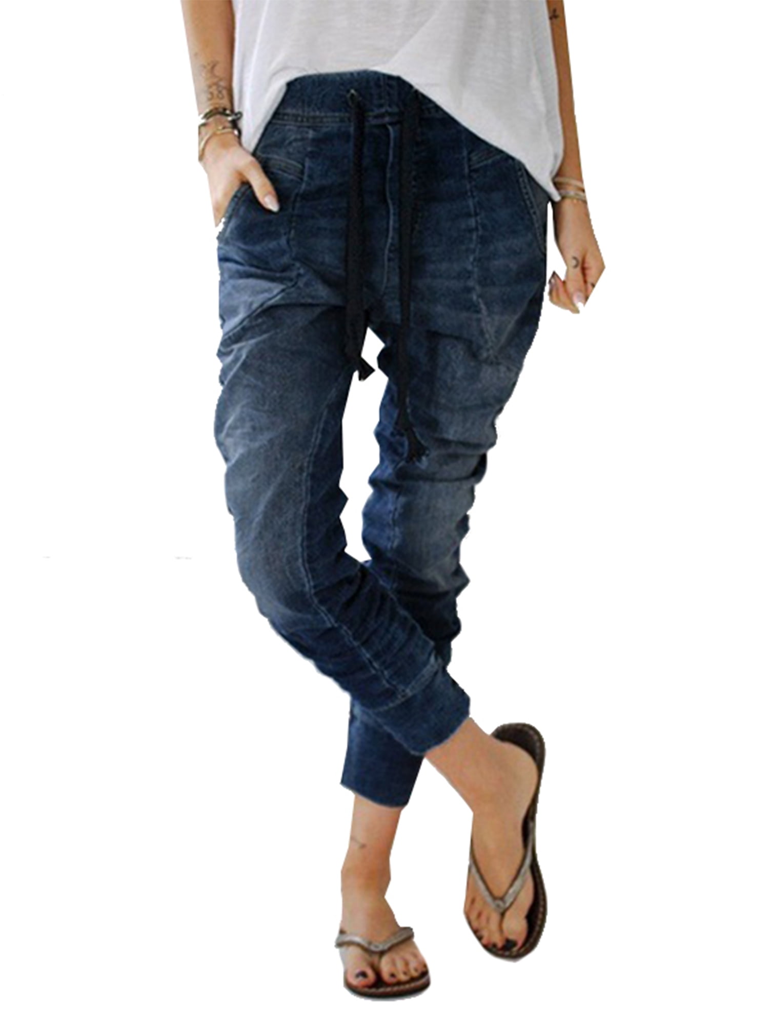 women's elastic waist jeans walmart