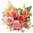 thumbnail image 2 of Artificial Peony Flower Bouquet for Wedding Table Centerpiece,Lifelike Faux Peonies Roses for Home Decor,Elegant Floral Arrangement,Pink,1 Bundle, 2 of 10