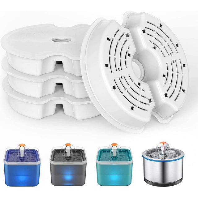 Filtros de fuente de agua para gatos de 4 piezas, filtros de repuesto